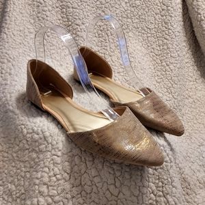 Gap d'Orsay Flats Beige Gold Metallic Sz 8 EUC